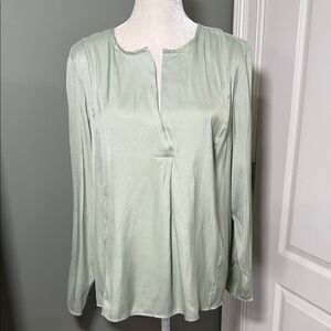 Philosophy Republic Clothing XL Sage Green Blouse Long Sleeve Satin Look Top